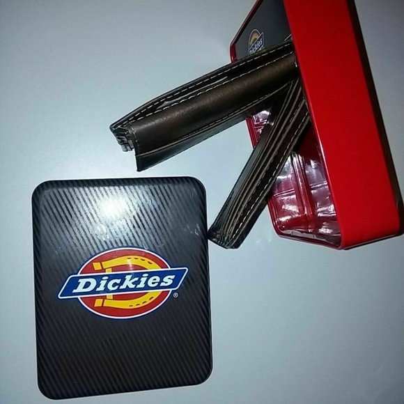 DICKIES Billfold Wallet Leather STYLE 31IP220003 COLOR BROWN NEW IN TIN - Picture 3 of 9